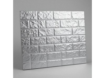 Самоклеюча 3D панель 1960x700x5мм Кладка Срібло: елегантний спосіб декору стін