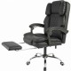 Офісне крісло до 150 кг з масажною подушкою та підставкою для ніг Master Prestige KO42CZ Premium Чорне