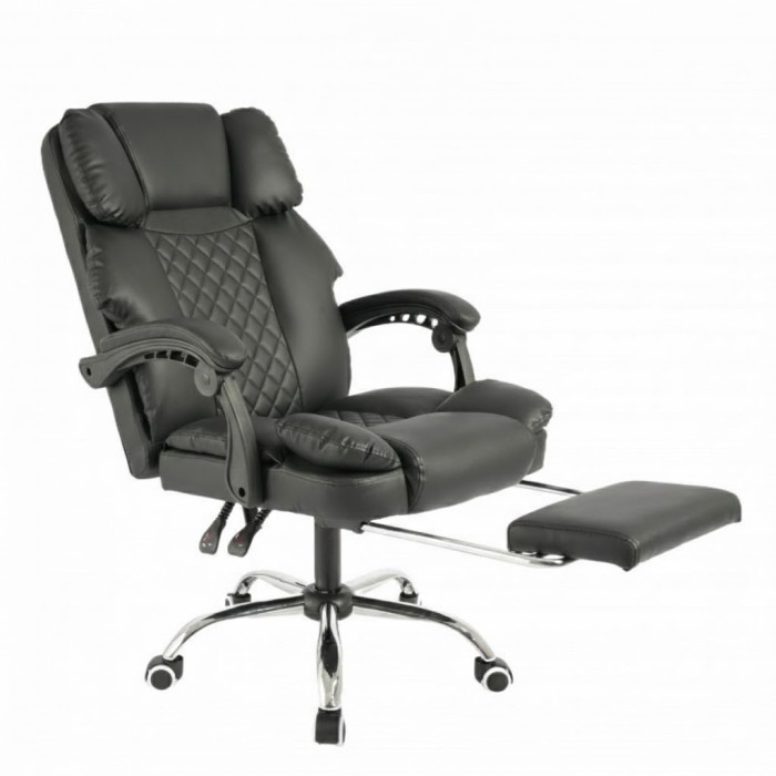 Офісне крісло до 150 кг з масажною подушкою та підставкою для ніг Master Prestige KO42CZ Premium Чорне