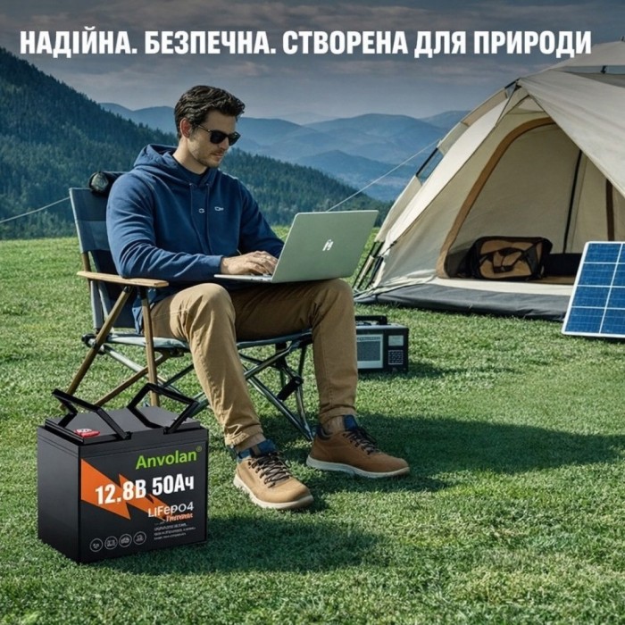4,2 кВт LiFePO4 Комплект резервного живлення інвертор Anenji WiFi+2 акумулятори Anvolan 12V 50Ah для квартири, будинку