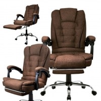 Офісне крісло з тканини до 130 кг з масажною подушкою та підставкою для ніг BOSS KO22 Premium коричневе