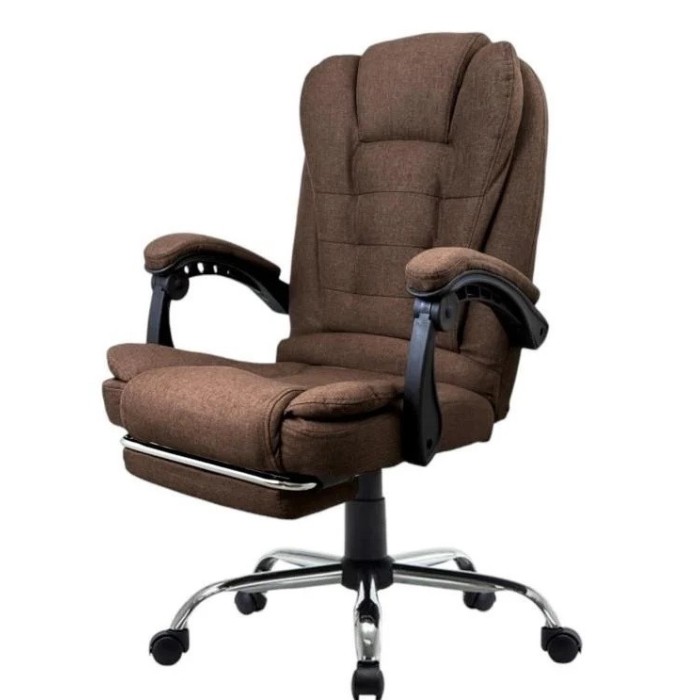 Офісне крісло з тканини до 130 кг з масажною подушкою та підставкою для ніг BOSS KO22 Premium коричневе