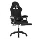 Комп'ютерне геймерське ігрове крісло з масажною подушкою, підніжкою та тканинною оббивкою SNAKE Premium Чорне