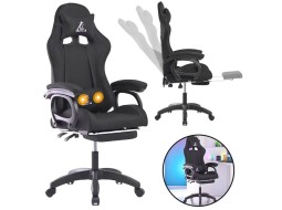 Комп'ютерне геймерське ігрове крісло з масажною подушкою, підніжкою та тканинною оббивкою SNAKE Premium Чорне