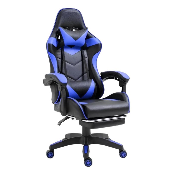 Крісло геймерське професійне Gamery з масажною подушкою, чорно-синє комп'ютерне