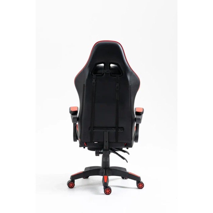 Крісло геймерське Gamery професійне з массажером та підставкою для ніг чорно-червоне комп'ютерне ігрове