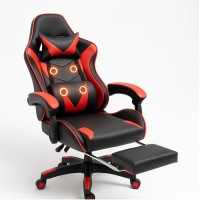 Крісло геймерське Gamery професійне з массажером та підставкою для ніг чорно-червоне комп'ютерне ігрове