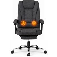 Офісне крісло BOSS KO22 Premium з масажем, до 130 кг, з висувною підставкою для ніг, ергономічна, тканина, темно-сіре