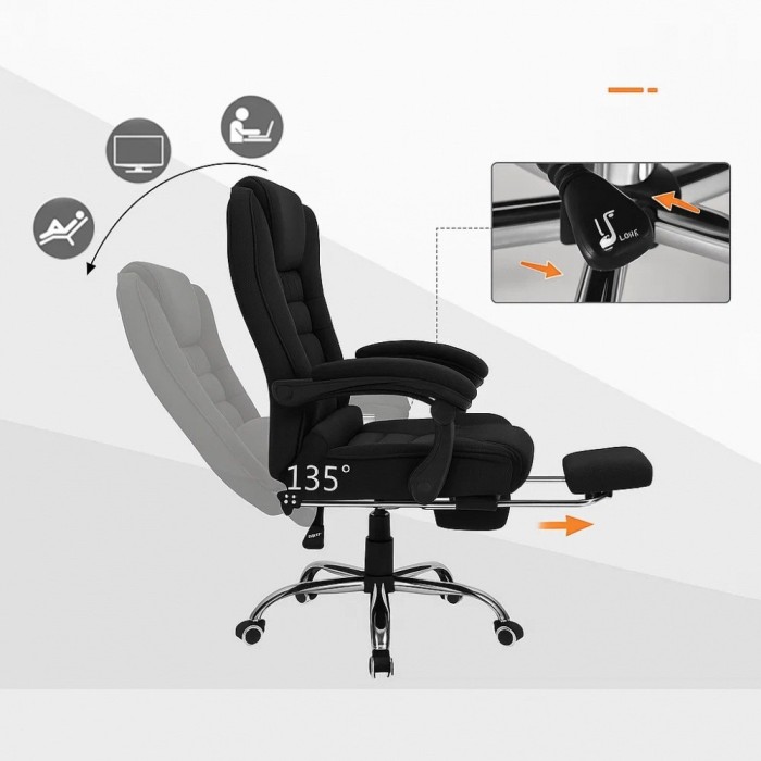 Офісне крісло BOSS KO22 Premium з масажем, висувна підставка для ніг, тканина, сіре до 130 кг