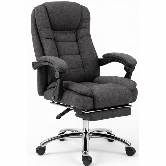 Офісне крісло BOSS KO22 Premium з масажем, висувна підставка для ніг, тканина, сіре до 130 кг