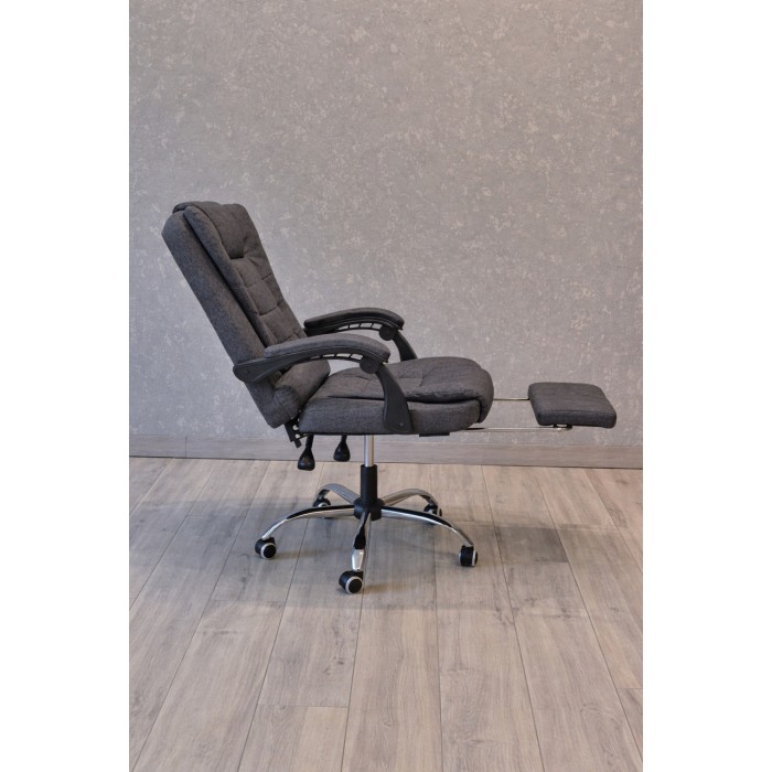 Офісне крісло BOSS KO22 Premium з масажем, висувна підставка для ніг, тканина, сіре до 130 кг