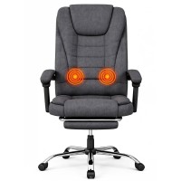 Офісне крісло BOSS KO22 Premium з масажем, висувна підставка для ніг, тканина, сіре до 130 кг