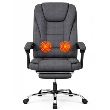 Офісне крісло BOSS KO22 Premium з масажем, висувна підставка для ніг, тканина, сіре до 130 кг