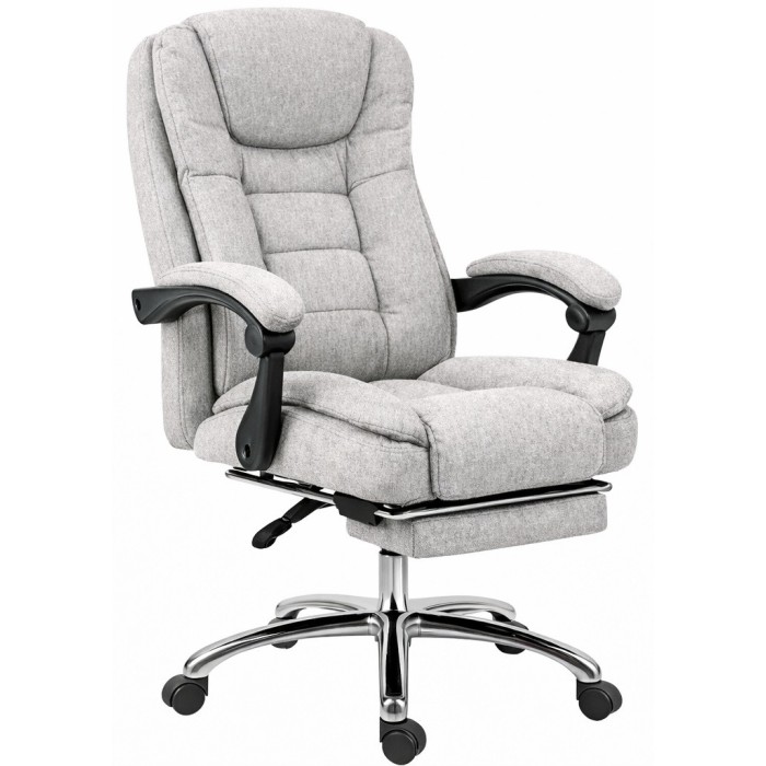Офісне крісло BOSS KO22 Premium з масажером, висувна підставка для ніг, тканина, світло-сіра
