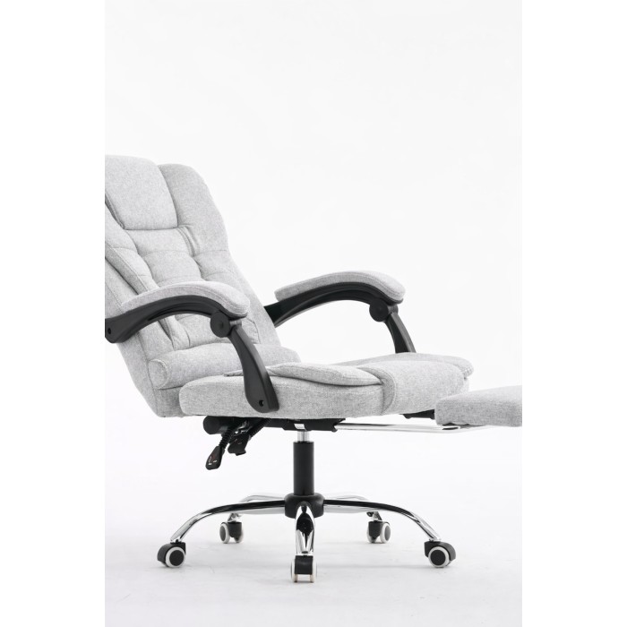 Офісне крісло BOSS KO22 Premium з масажером, висувна підставка для ніг, тканина, світло-сіра