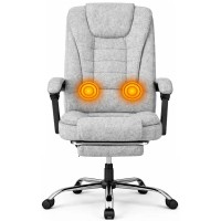 Офісне крісло BOSS KO22 Premium з масажером, висувна підставка для ніг, тканина, світло-сіра