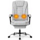 Офісне крісло BOSS KO22 Premium з масажером, висувна підставка для ніг, тканина, світло-сіра
