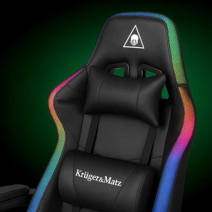Крісло геймерське ProGame з RGB підсвіткою GX-150, підставка для ніг, комп'ютерне ігрове