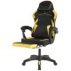 Геймерське крісло Vector з масажною подушкою і підніжкою тканинна оббивка KO48CZE, чорно-жовте крісло комп'ютерне ігрове