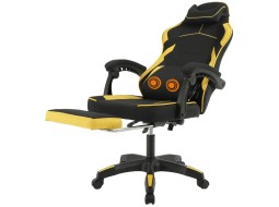 Геймерське крісло Vector з масажною подушкою і підніжкою тканинна оббивка KO48CZE, чорно-жовте крісло комп'ютерне ігрове