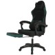 Геймерське крісло Vector: тканинна оббивка, масажна подушка, висувна підніжка, чорно-зелене