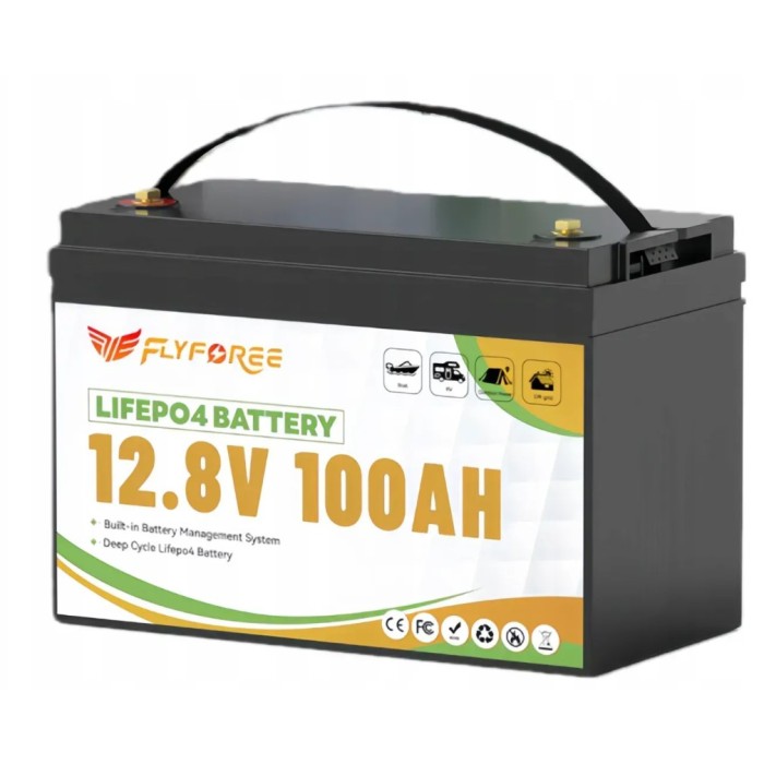 LiFePO4 12V / 100Ah (1280 Wh) з Bluetooth Акумулятор FLYFOREE для систем безперебійного живлення (UPS) будинку