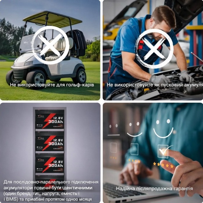 LiFePO4 12V 300Ah Акумулятор Idzlldi BMS, для для резервного живлення будинку, квартири