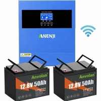 4,2 кВт LiFePO4 Комплект резервного живлення інвертор Anenji WiFi+2 акумулятори Anvolan 12V 50Ah для квартири, будинку