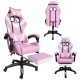 Геймерське крісло для дівчат із масажною подушкою і підставкою EC GAMING Рожеве Комп'ютерне ігрове
