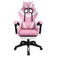 Геймерське крісло для дівчат із масажною подушкою і підставкою EC GAMING Рожеве Комп'ютерне ігрове