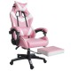 Геймерське крісло для дівчат із масажною подушкою і підставкою EC GAMING Рожеве Комп'ютерне ігрове