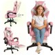 Геймерське крісло для дівчат із масажною подушкою і підставкою EC GAMING Рожеве Комп'ютерне ігрове
