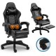 Геймерське крісло Gamery з масажною подушкою, підставкою для ніг, ігрове, комп'ютерне Чорне