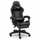 Оригінальне геймерське крісло до 130 кг з масажною подушкою, підніжкою ThroneX чорне