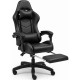 Оригінальне геймерське крісло до 130 кг з масажною подушкою, підніжкою ThroneX чорне