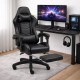 Оригінальне геймерське крісло до 130 кг з масажною подушкою, підніжкою ThroneX чорне