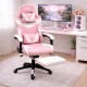 Оригінальне геймерське крісло до 130 кг з масажною подушкою, підніжкою ThroneX рожево-біле