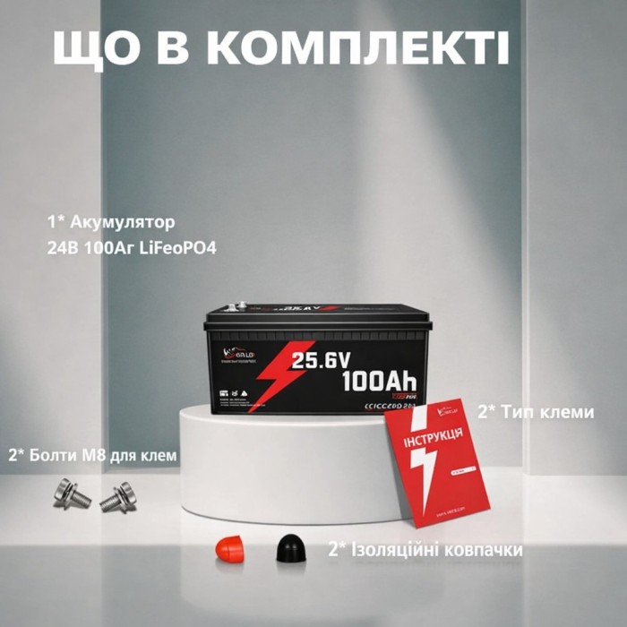 LiFePO4 24V/100Ah Акумулятор Idzlldi BMS, для для резервного живлення будинку, квартири