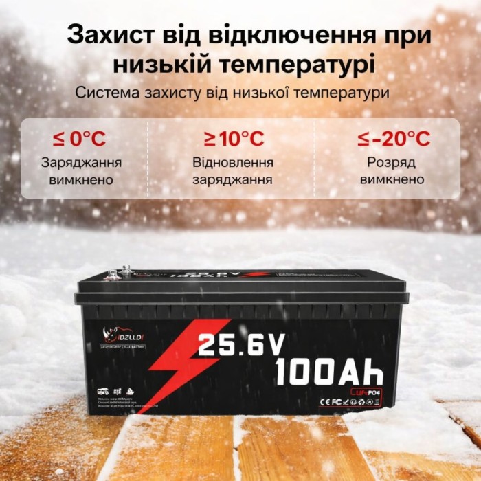 LiFePO4 24V/100Ah Акумулятор Idzlldi BMS, для для резервного живлення будинку, квартири