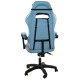 Дизайнерське геймерське крісло до 130 кг з масажною подушкою, підніжкою ThroneX блакитне з коричневим PVC 007