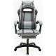 Дизайнерське геймерське крісло до 130 кг з масажною подушкою, підніжкою ThroneX світло-сіре з графітом PVC 003