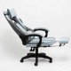 Дизайнерське геймерське крісло до 130 кг з масажною подушкою, підніжкою ThroneX світло-сіре з графітом PVC 003