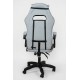 Дизайнерське геймерське крісло до 130 кг з масажною подушкою, підніжкою ThroneX світло-сіре з графітом PVC 003