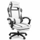 Дизайнерське геймерське крісло до 130 кг з масажною подушкою, підніжкою ThroneX біле з графітом PVC 002