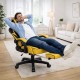 Дизайнерське геймерське крісло до 130 кг з масажною подушкою, підніжкою ThroneX жовте з чорним PVC 001