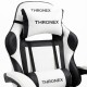 Дизайнерське геймерське крісло до 130 кг з масажною подушкою, підніжкою ThroneX біле з чорним PVC 002