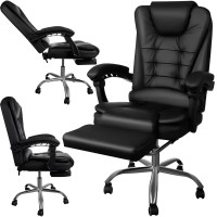 Офісне крісло Boss 23286 Premium з масажною подушкою, з підніжкою Чорне комп'ютерне крісло