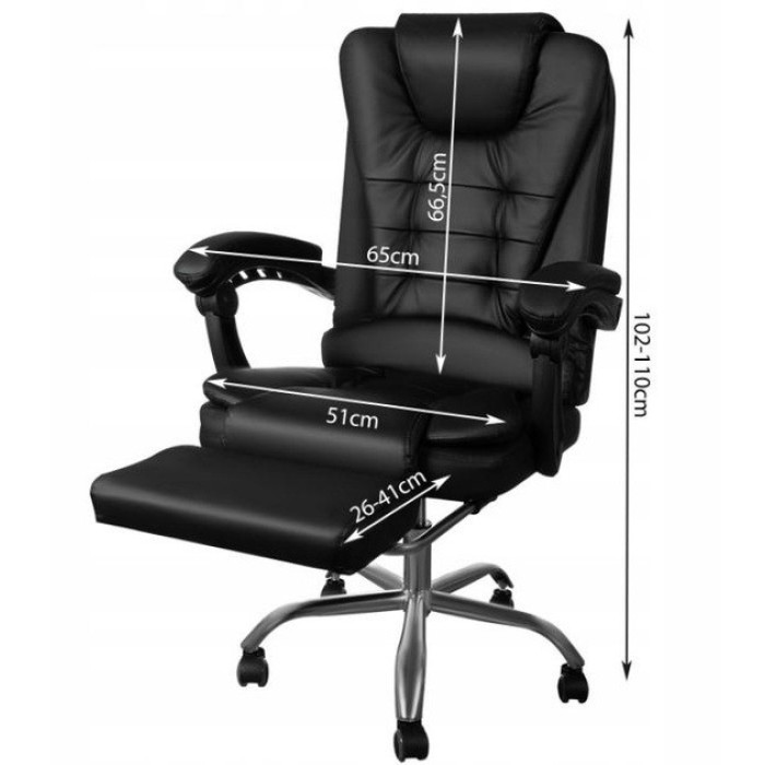 Офісне крісло Boss 23286 Premium з масажною подушкою, з підніжкою Чорне комп'ютерне крісло