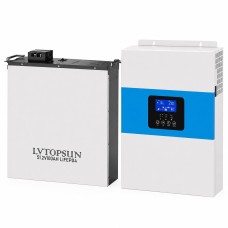 6.5 кВа LiFePO4 Комплект резервного живлення: гібридний інвертор Daxtromn + 48V 100Ah акумулятор Lvtopsun wall