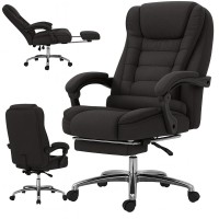 Офісне крісло з тканини до 130 кг з масажною подушкою та підставкою для ніг BOSS KO22 Premium Чорне